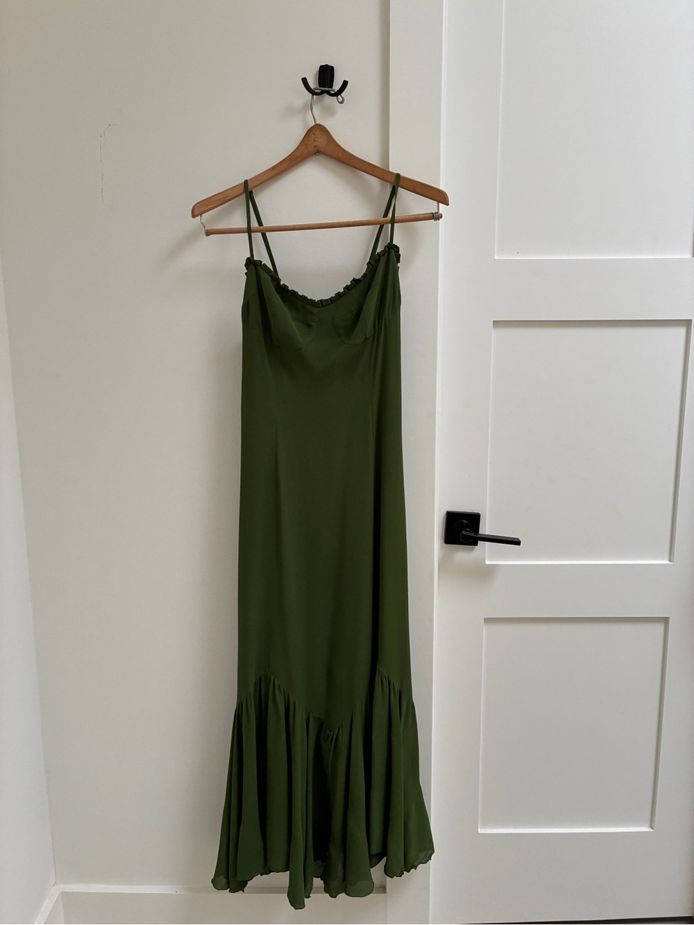 Reformation Olive Green Pleated-Hem Midi Dress - Picture 6 of 6